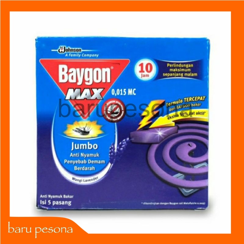 Jual Obat Nyamuk Bakar Baygon Max Jumbo Lavender Isi Pasang Shopee