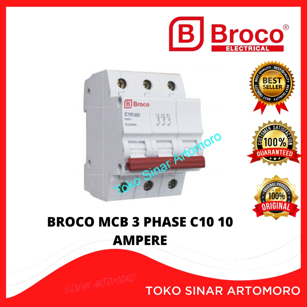 Jual BROCO MCB 3 PHASE C10 10 AMPERE ORIGINAL Indonesia Shopee Indonesia