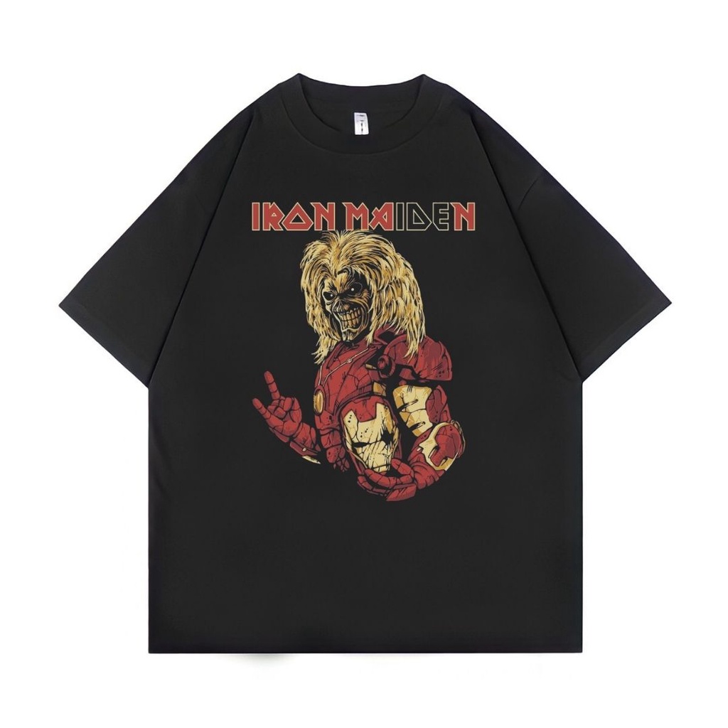 Jual Psycho Crucify Iron Man X Iron Maiden Oversized T Shirt Black