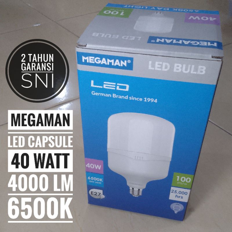 Jual MEGAMAN Lampu LED 40 Watt 40w Garansi 2 Tahun SNI Putih 6500K