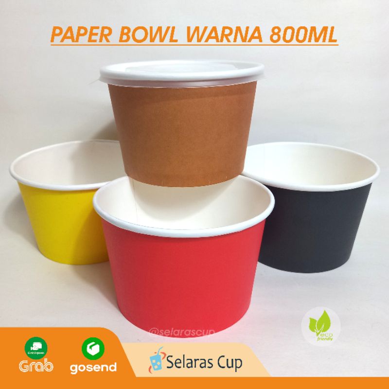 Jual Isi Paper Bowl Mangkok Kertas Ukuran Ml Warna Merah Hitam