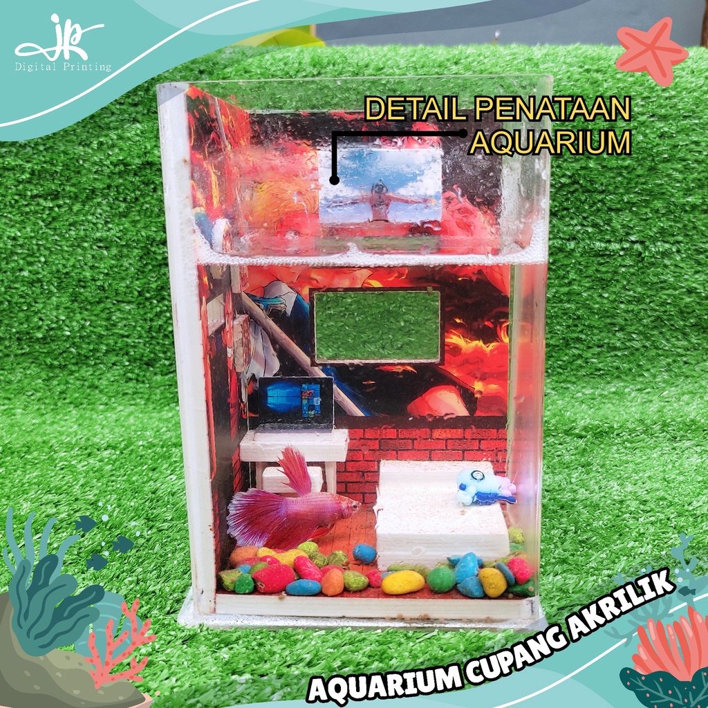 Jual AQUARIUM MINI Akuarium Soliter Mini Kamar Kos Ruangan Ikan Cupang