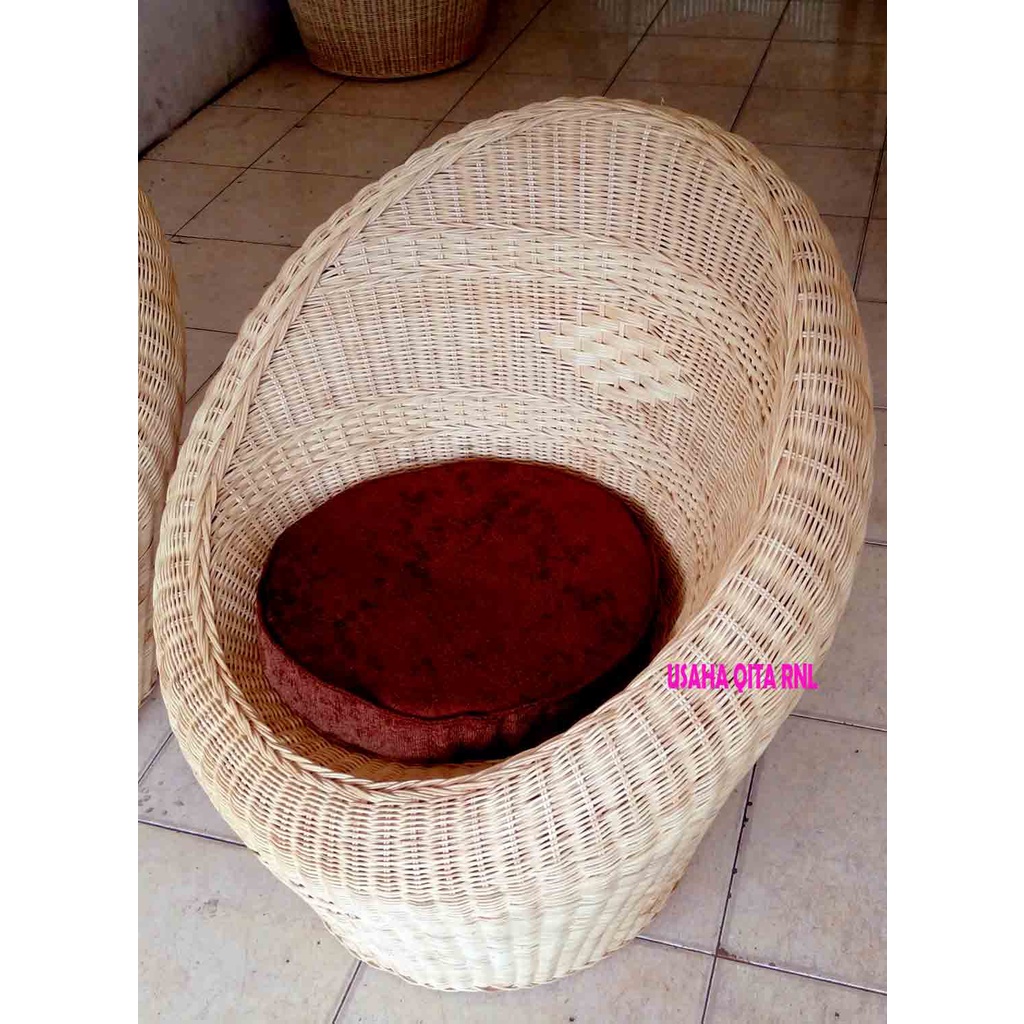 Jual Kursi Gentong Teras Rumah Rotan Asli Kursi Sofa Bulat Polos