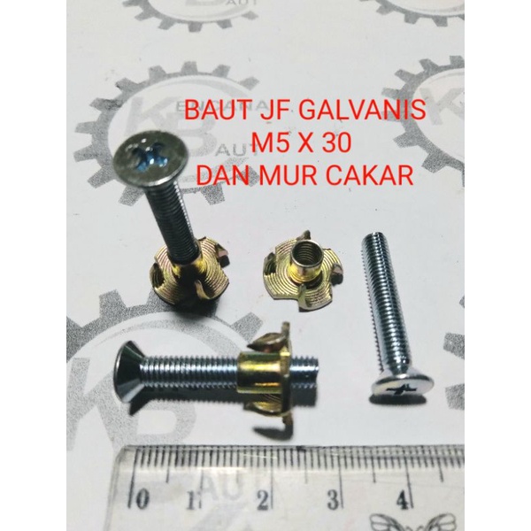 Jual BAUT JF M5 X 30 MM GALVANIS DAN MUR CAKAR BAUT SPEAKER KUNCI