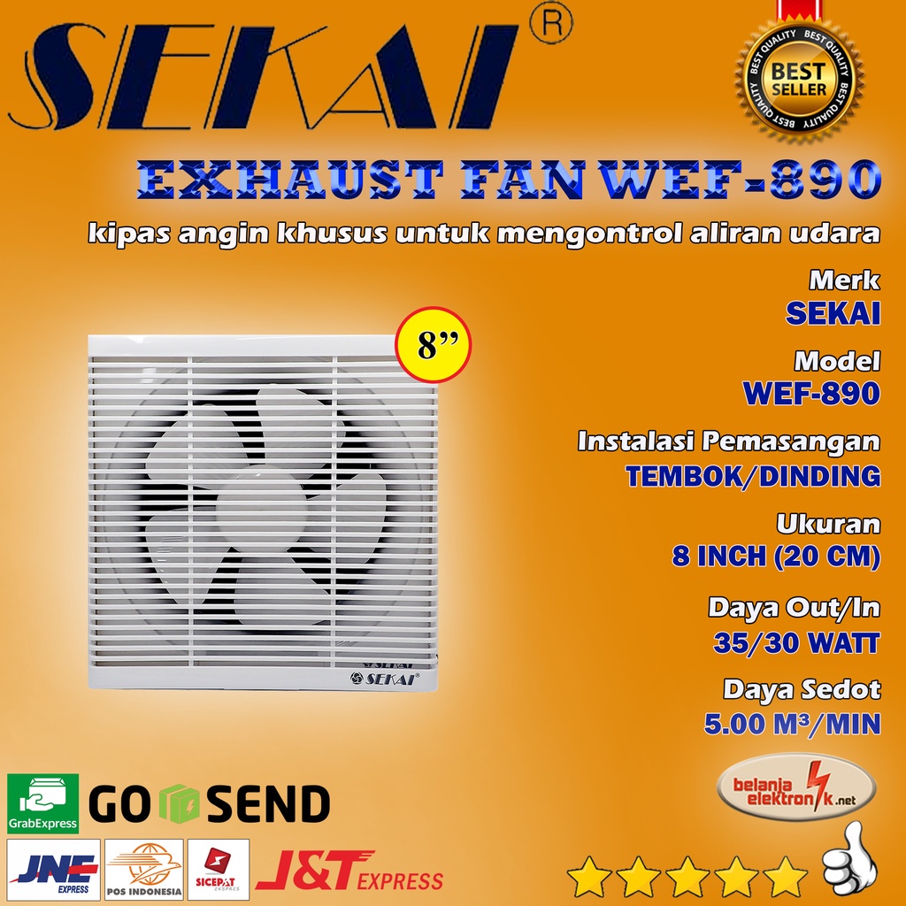 Jual EXHAUST FAN DINDING TEMBOK HEXOS SEKAI WEF 890 8 INCH KIPAS