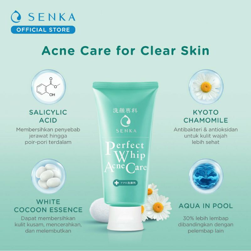 Jual Senka Perfect Whip Acne Care Facial Wash G Free All Clear Oil