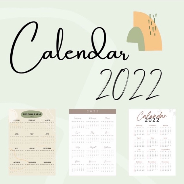 Jual Kalender 2022 Calendar 2022 Aesthetic Minimalist A4 12 Bulan