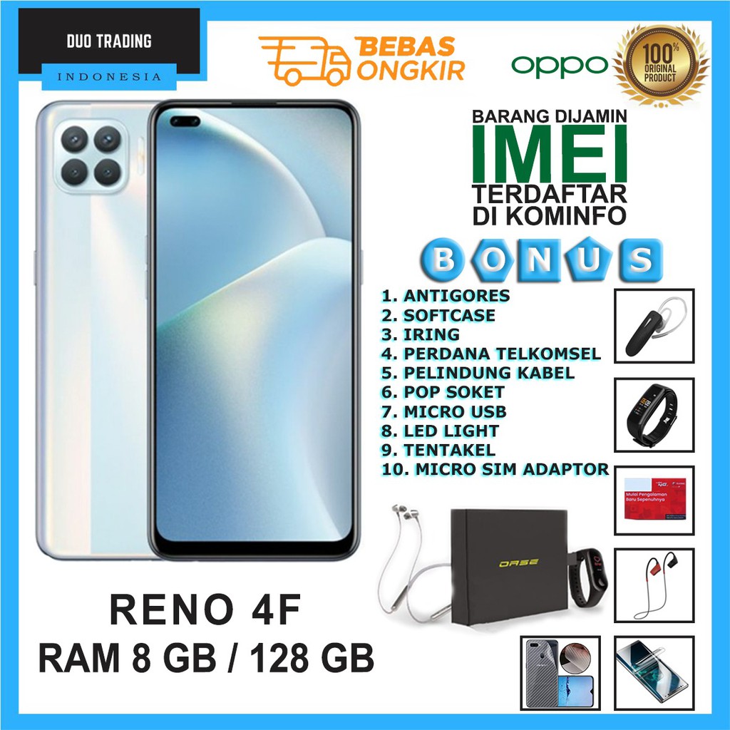 Jual OPPO RENO 4F RAM 8GB ROM 128GB GARANSI RESMI OPPO INDONESIA