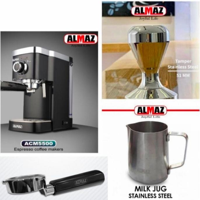 Jual Mesin Kopi Almaz ACM5500 Milkjug Tamper Porta Naked Coffee Maker