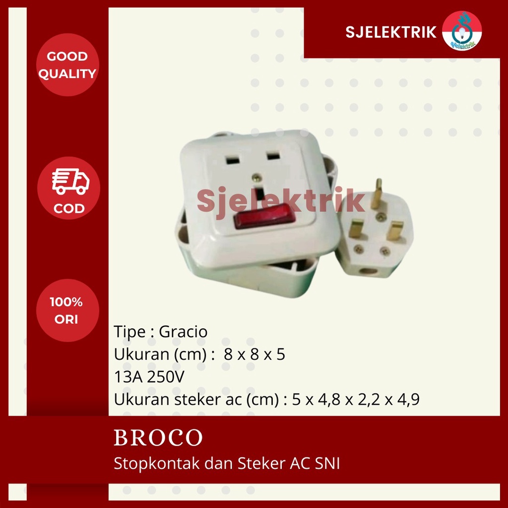 Jual Stop Kontak Ac Dan Steker Ac Broco Colokan Ac Ob Set Gracio Broco