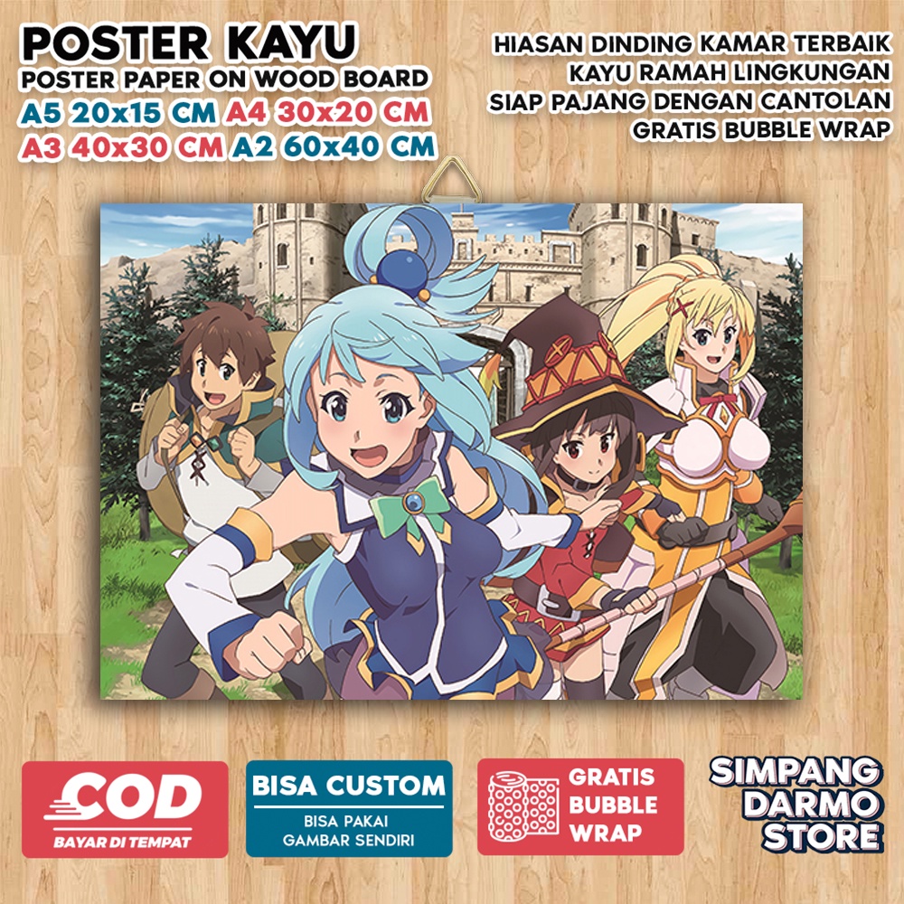 Jual Poster Kayu Konosuba Cute Aestehic Tema Anime Isekai Wibu Waifu