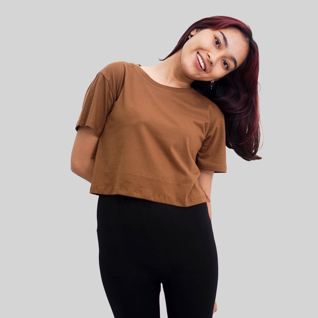 Jual BASIC CROP NUTELA KAOS CROP TOP WANITA CROP TEE KOAS POLOS