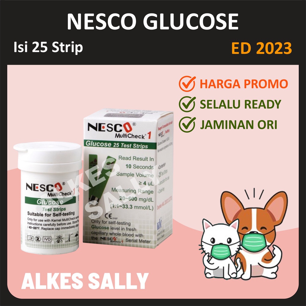 Jual STRIP GULA DARAH NESCO STRIP GLUCOSE STIK GULA DARAH ISI 25