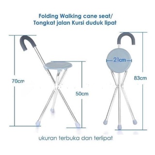 Jual Tongkat Kursi Lipat 2 In 1 STAINLESS Tongkat Duduk Kursi Duduk