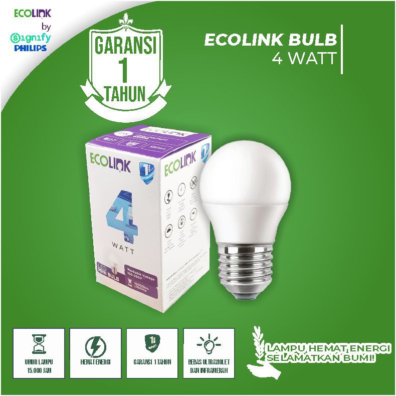 Jual Ecolink Led Lampu Bohlam Mini Bulb Watt W Garansi Resmi Putih