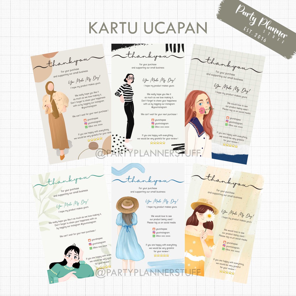 Jual Thanks Card Olshop Potrait Kartu Ucapan Terima Kasih Olshop