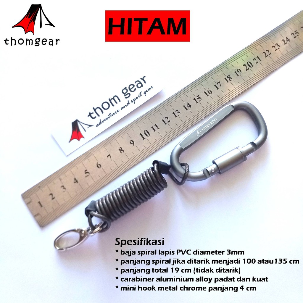 Jual Tali Pengaman Carabiner Gantungan Kunci Spiral Lanyard Besar Dan