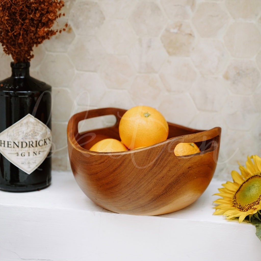 Jual Suar Mangkuk Buah Kayu Jati Wooden Fruit Bowl Wadah Saji