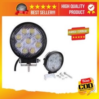 Jual Lampu Sorot WORKLIGHT LED BULAT 27W Lampu Tembak 9 Mata Motor