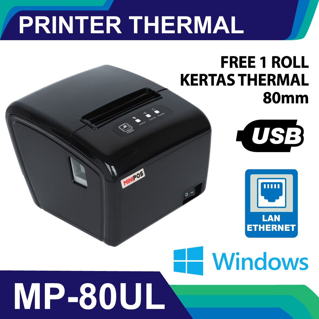 Jual PRINTER KASIR THERMAL USB LAN 80 MM AUTOCUTTER MINIPOS MP 80UL