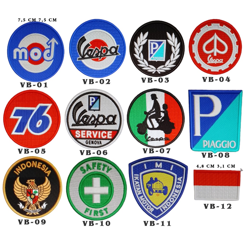 Jual Bordir Logo Custom Logo Sendiri Patch Bordir Vespa Piaggio Bendera