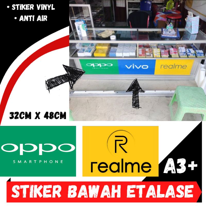 Jual Stiker Vinyl Bawah Etalase Konter Hp Bisa Custom Logo