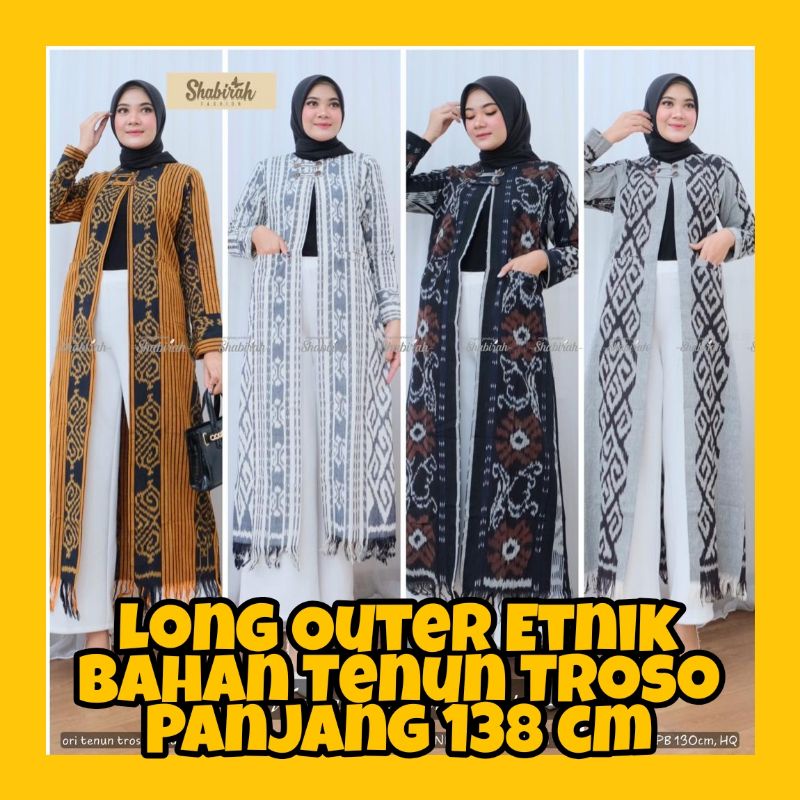 Jual LONG OUTER ETNIK TENUN TROSO ORIGINAL TERBARU OUTWEAR KANTOR