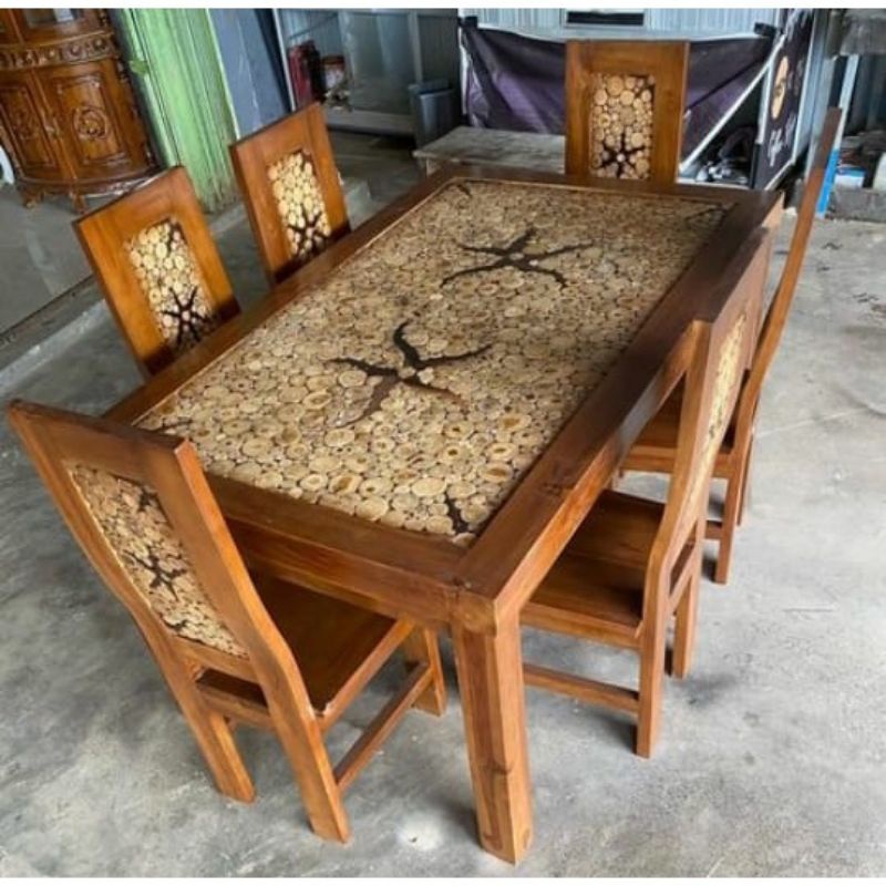 Jual Meja Makan Koin Kayu Jati Shopee Indonesia