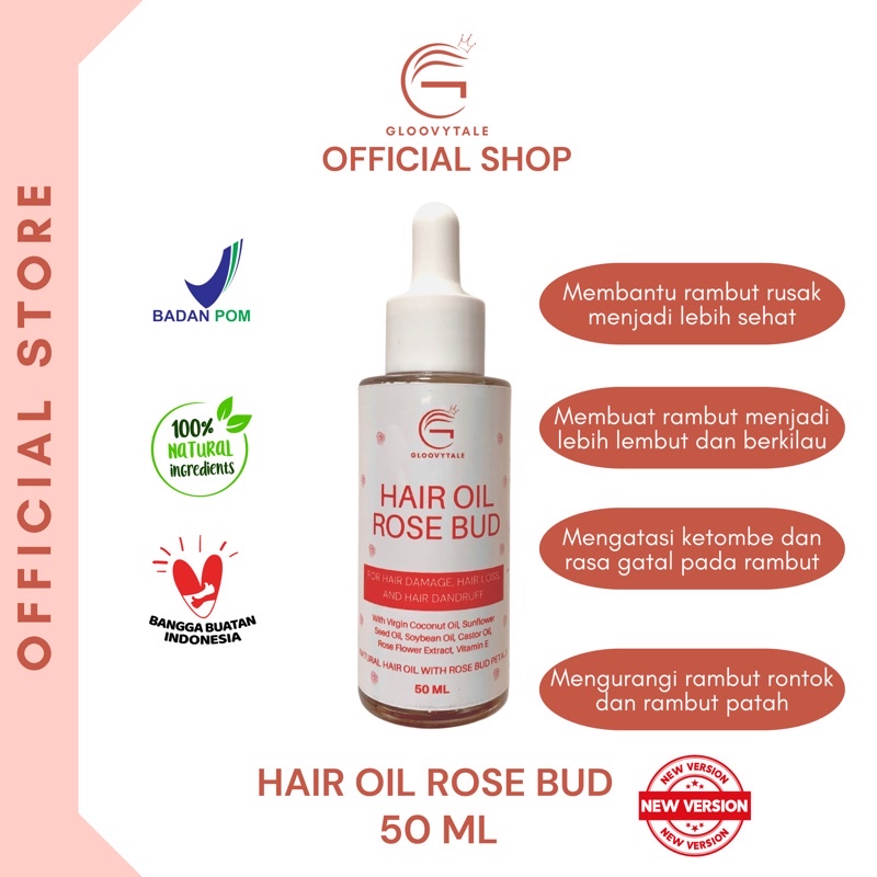 Jual Gloovytale Hair Oil Treatment Rose Bud Perawatan Rambut Rontok