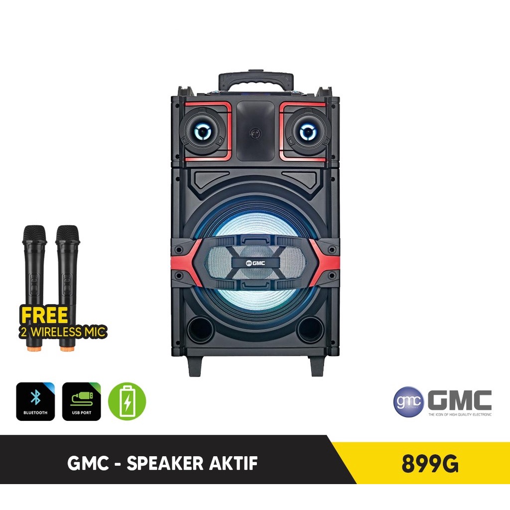 Jual GMC 899G SPEAKER MEETING PORTABLE 12 INCH FREE 2 MIC WIRELESS