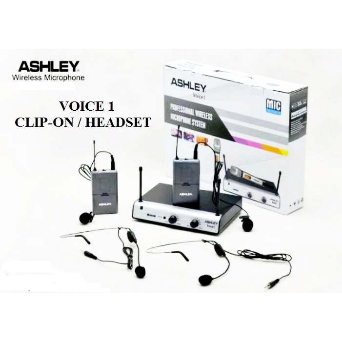 Jual Mic Wireless Ashley Voice Uhf Clip On Headset Original