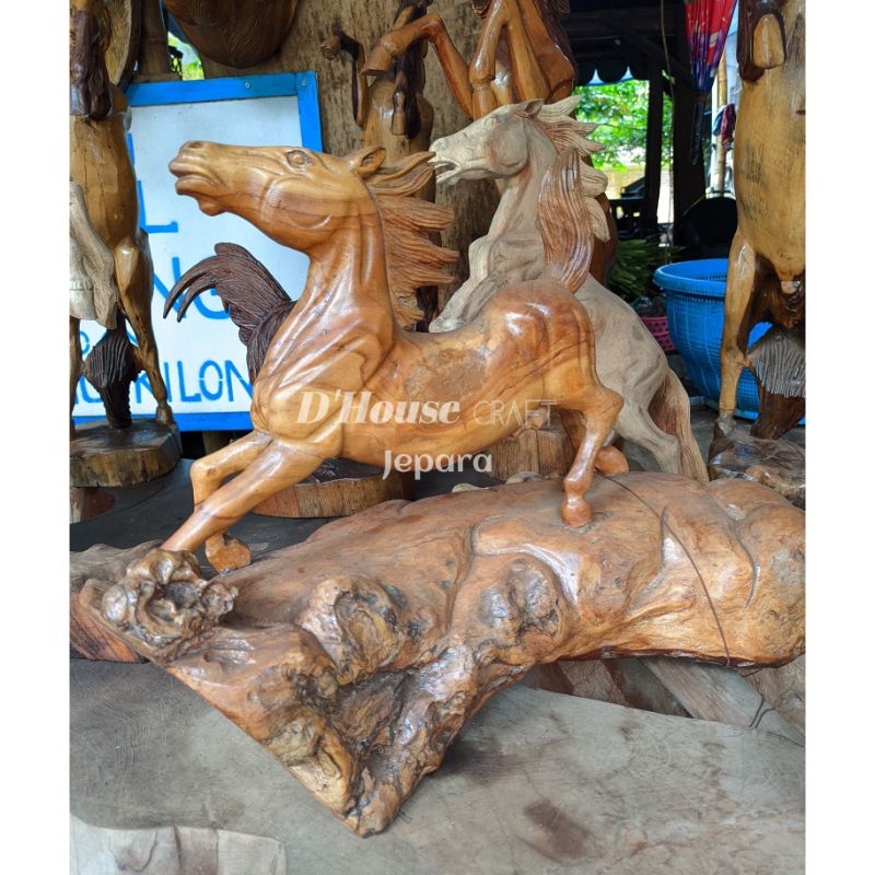 Jual Patung Kuda Berlari Akar Kayu Jati Antik Shopee Indonesia