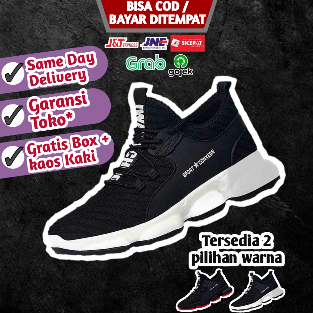 Jual Sepatu Hitam Sekolah Full Black Pria Cowok Cowo Laki Laki Sneakers