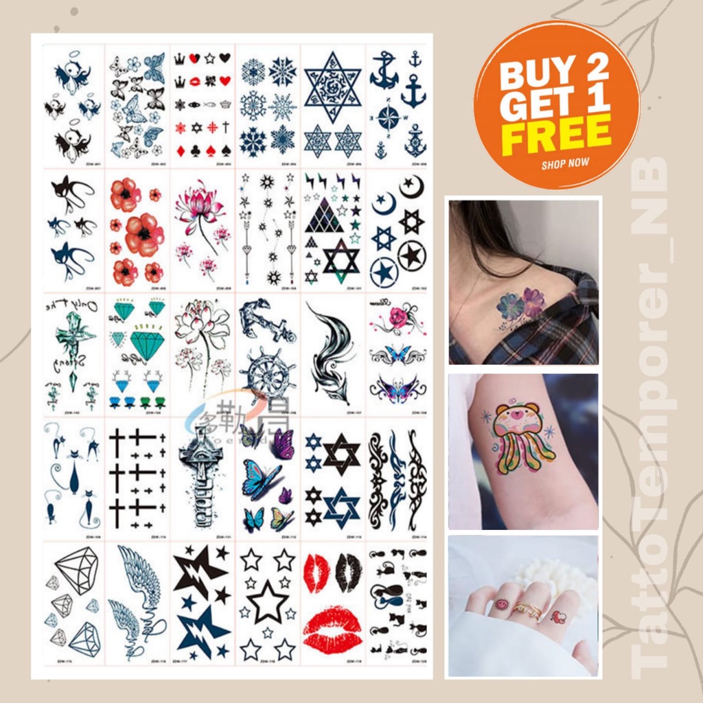 Jual Tatto Temporer Esthetic Mini Beli 2 GRATIS 1 Mini Size Lucu