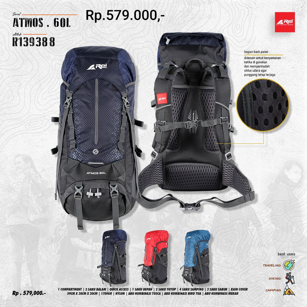 Jual Carrier Rei Atmos L Original Tas Gunung Rei Untuk Hari