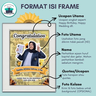 Jual KADO HADIAH CUSTOM DESAIN FOTO BINGKAI POTRAIT WISUDA ULANG TAHUN