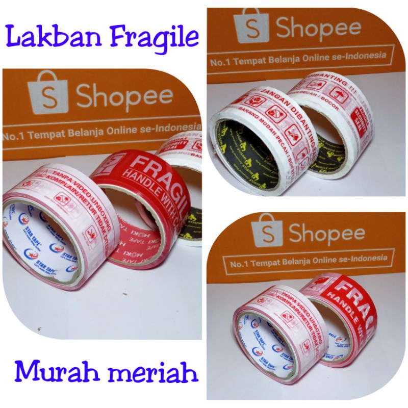 Jual Lakban Fragile Merah Putih 50 Yard Murah Meriah Shopee