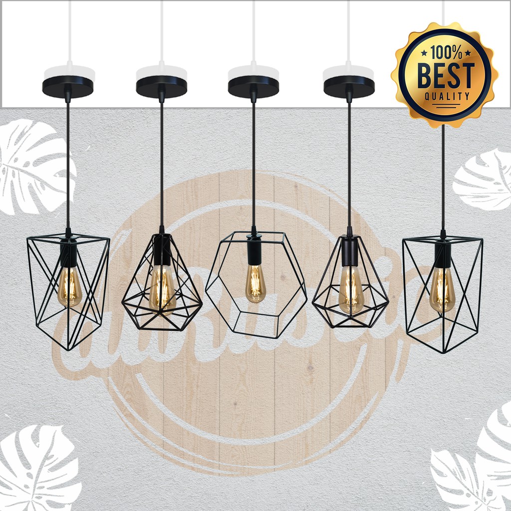 Airustic Kap Diamond Lampu Gantung Hias Besi Fitting E Estetik Cafe