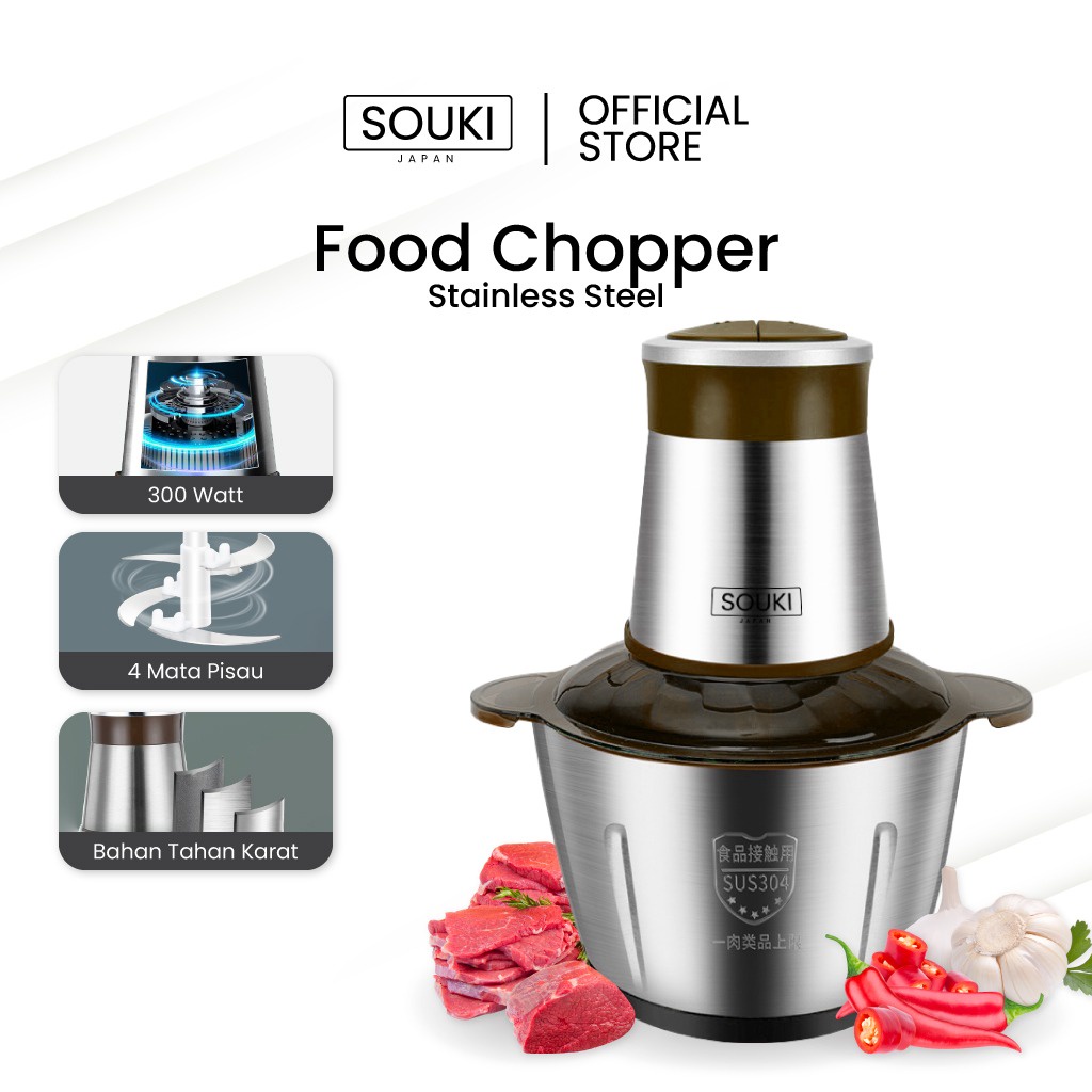 Jual Souki Food Chopper Stainless Steel Penggiling Daging Serbaguna