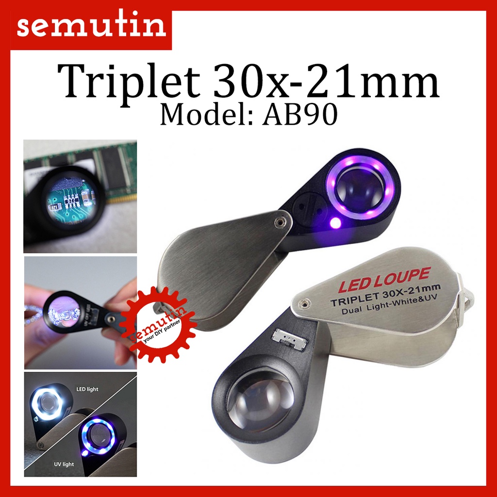 Jual Triplet X Mm Ab Led Loupe Lup Kaca Pembesar Lipat