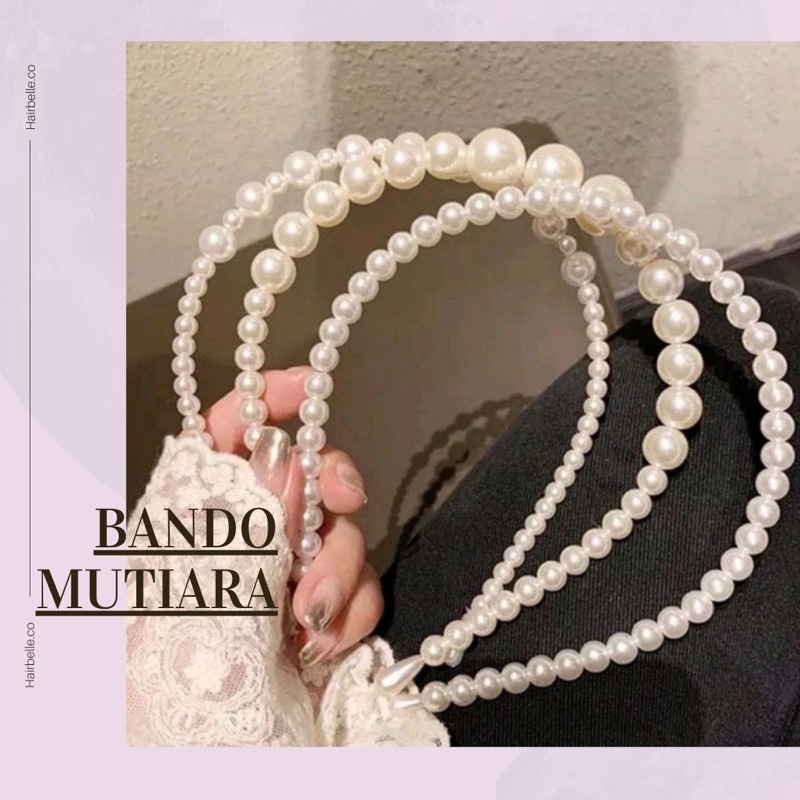 Jual Bando Mutiara Banadana Korea Mutiara Bandana Pearl Headband Korea