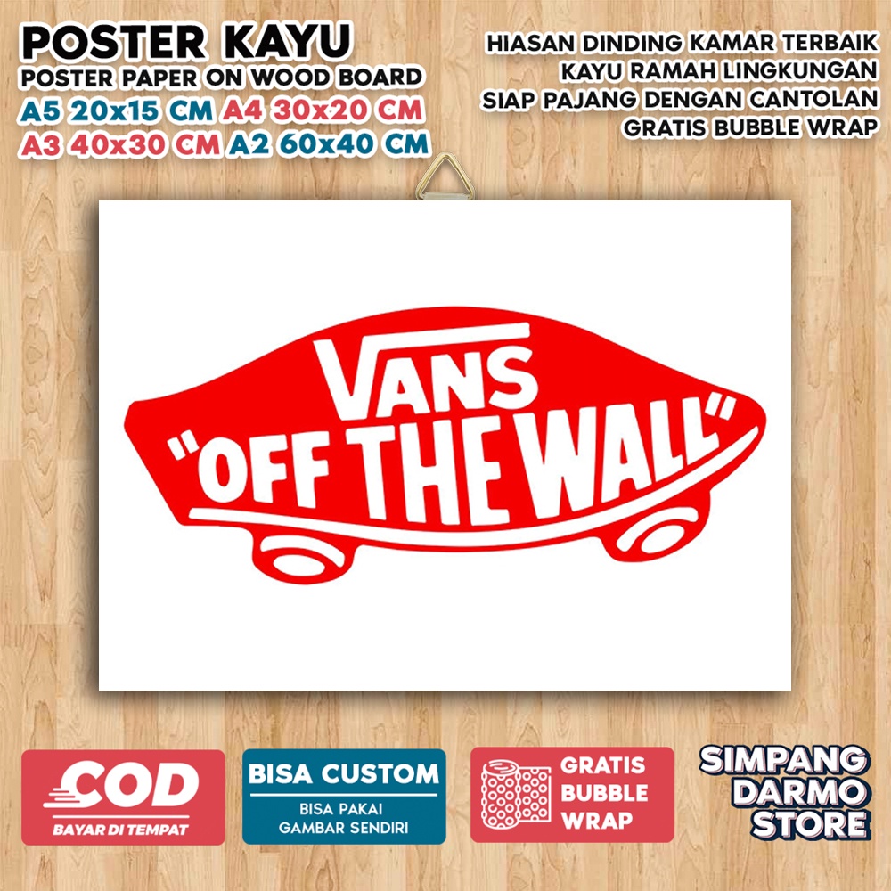 Jual Poster Kayu Vans Hiasan Dinding Tema Sepatu Popular Viral Hype