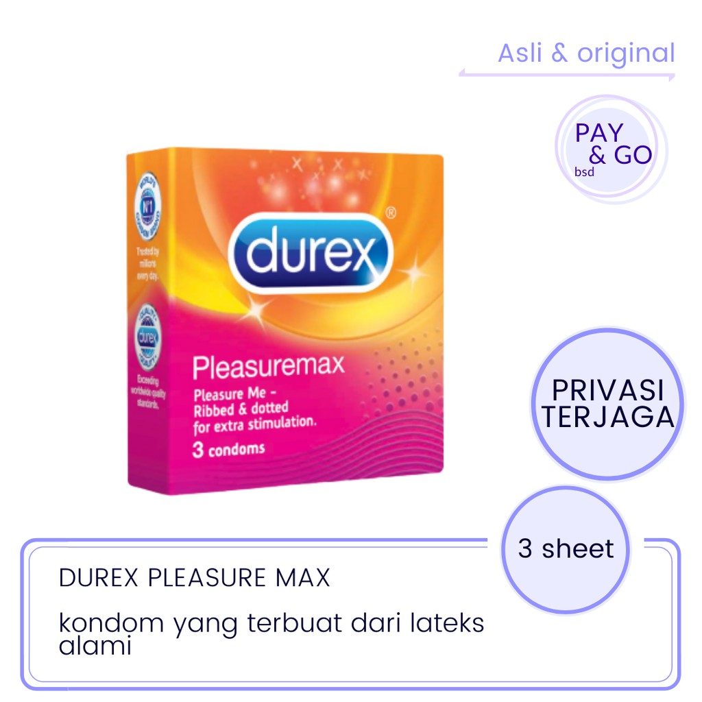 Jual DUREX PLEASURE MAX ISI 3 ALAT KONTRASEPSI CONDOMS 3 SHEET