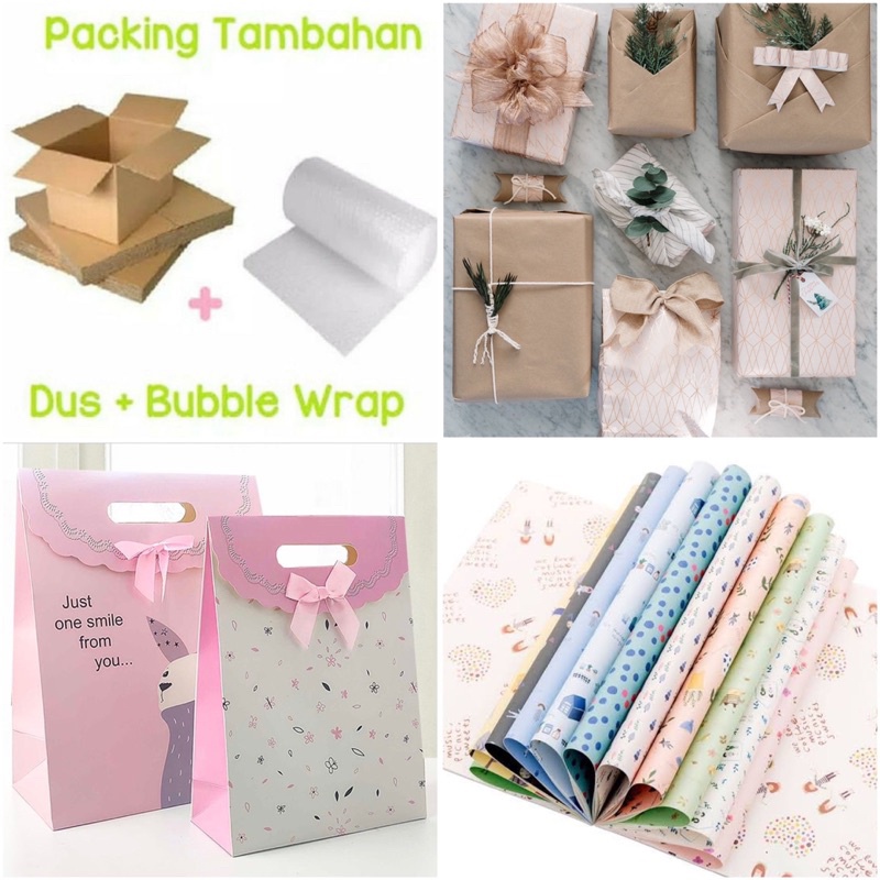 Jual Ekstra Packing Kertas Kado Bubble Wrap Box Dus Paper Bag