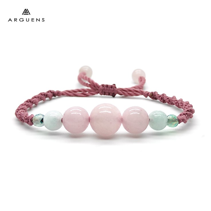 Jual Arguens Gelang Tali Macrame Batu Alam Asli Rose Quartz