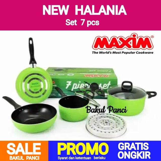 Jual MAXIM HALANIA Set 7 Pcs WAJAN PENGGORENGAN WOK FRY PAN TEFLON