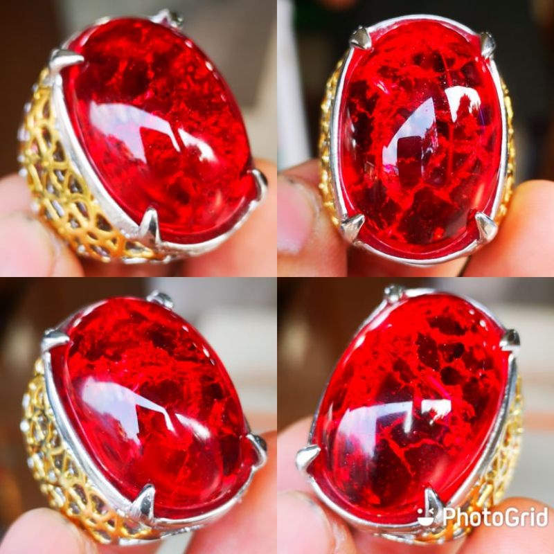 Jual COD Batu Akik Merah Siam Pecah Seribu Antik Kristal Siap Pakai Top