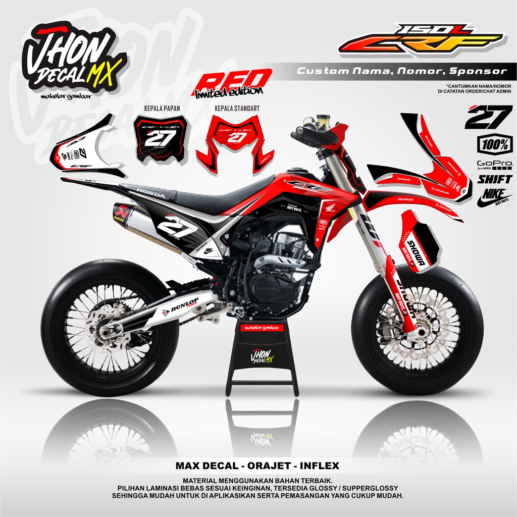 Jual DECAL CRF 150 L Full Body DECAL CRF MERAH Super Glossy STIKCER