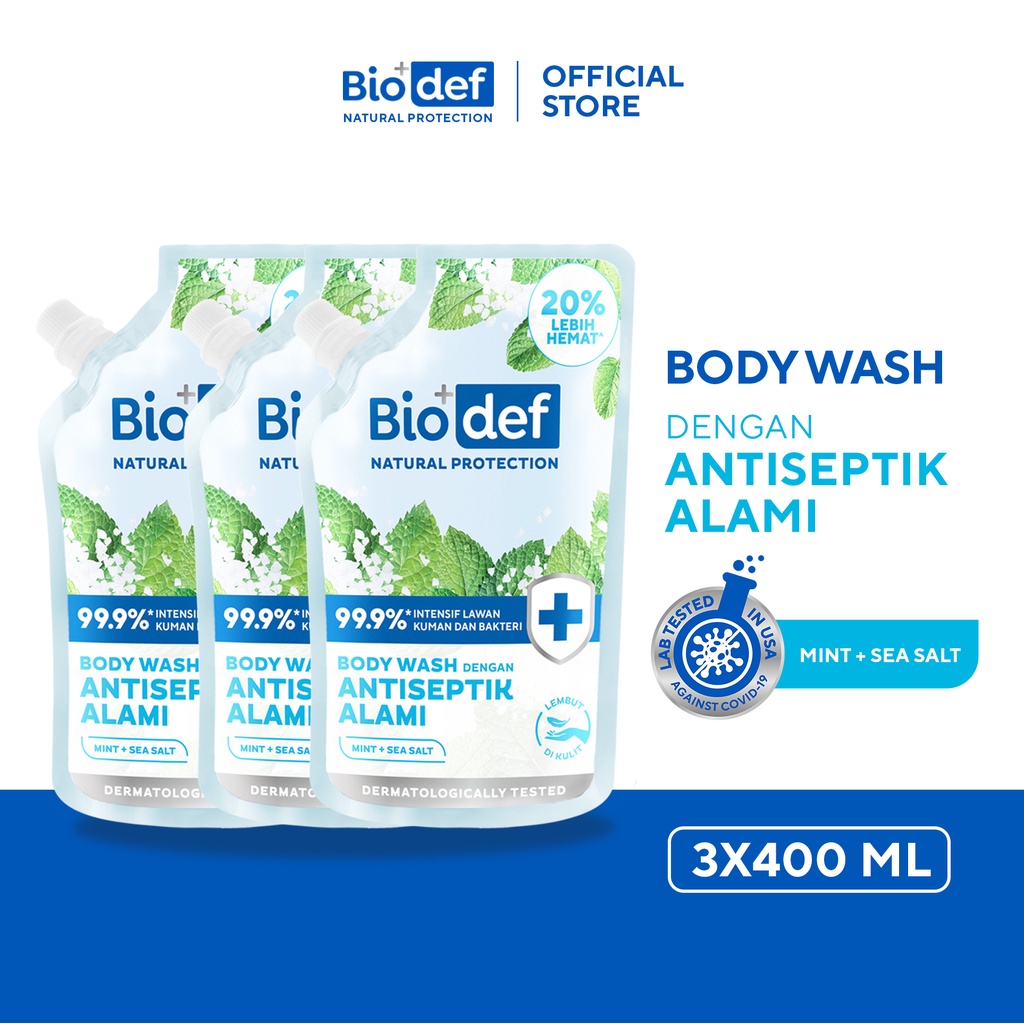 Jual Biodef Natural Protection Mint Sea Salt Body Wash Refill Ml