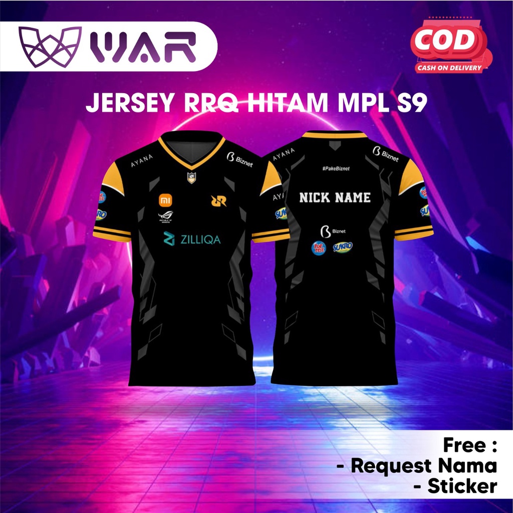 Jual Po Jersey Rrq Mpl S Hitam Terbaru Kaos Gaming Mobile Legend